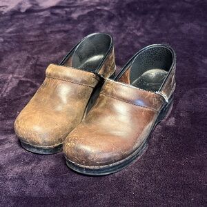 Dansko Chestnut Leather Slip-On Clogs